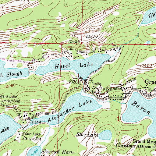 Topographic Map of Hotel Twin Dam, CO