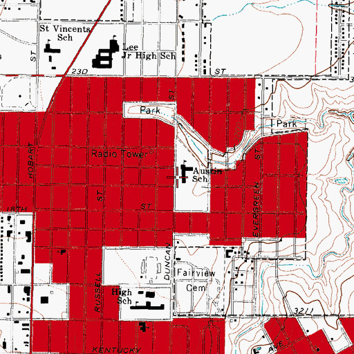 Topographic Map of Austin Elementary School, TX