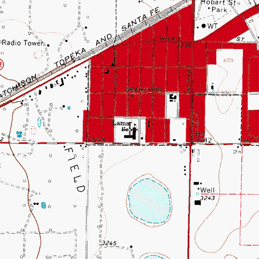 Topographic Map of Lamar Elementary School, TX