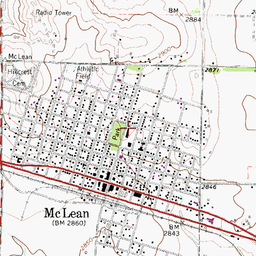 Topographic Map of McLean School, TX