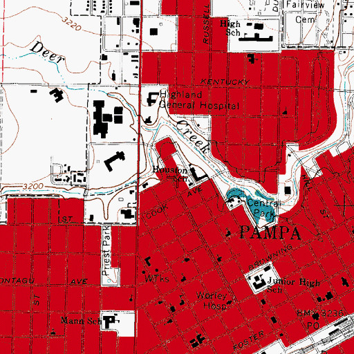Topographic Map of Pampa Learning Center, TX