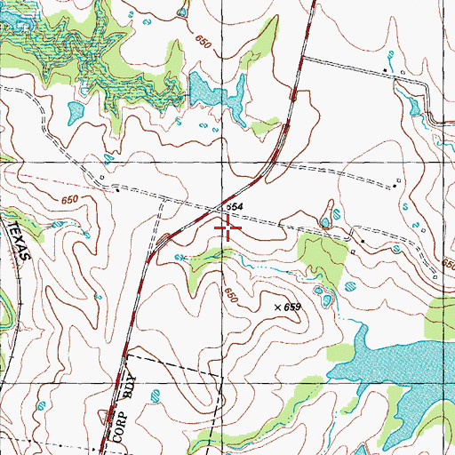 Topographic Map of Bells Elementary School, TX