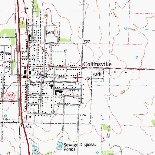 Topographic Map of Collinsville High School, TX