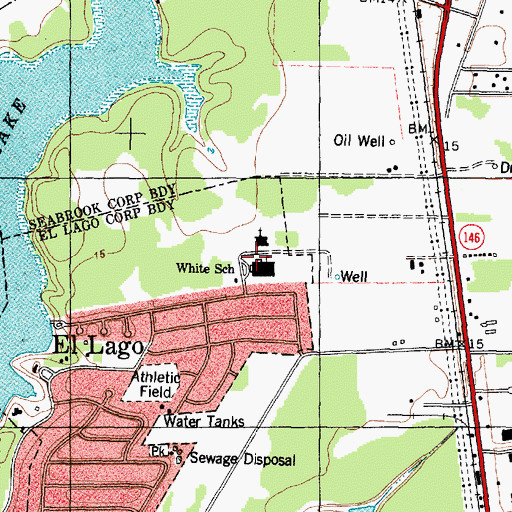 Topographic Map of White Elementary School, TX