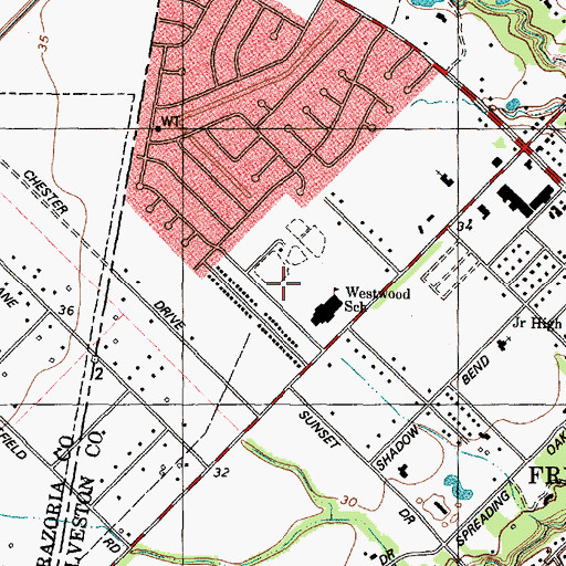Topographic Map of Bales Intermediate School, TX