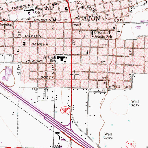 Topographic Map of Southland School, TX