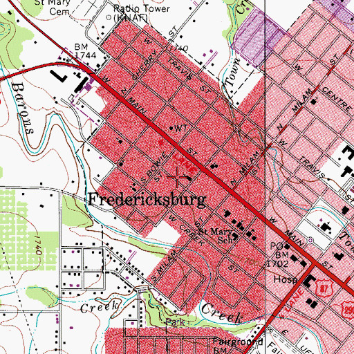 Topographic Map of Fredericksburg Alternative School, TX
