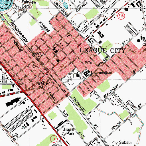 Topographic Map of League City Elementary School, TX