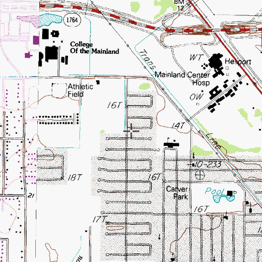 Topographic Map of Mainland Preparatory Academy, TX