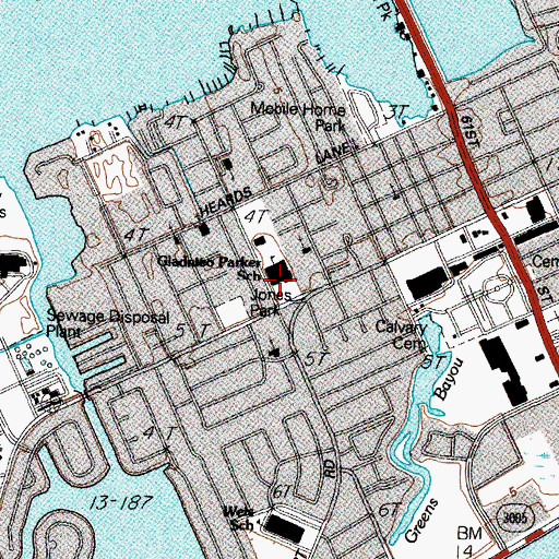 Topographic Map of Parker Elementary School, TX