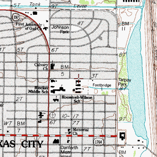Topographic Map of Roosevelt Wilson Elementary School, TX