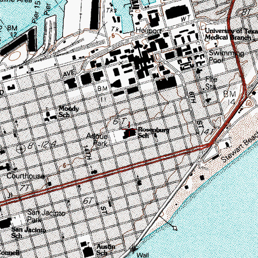 Topographic Map of Rosenberg Elementary School, TX