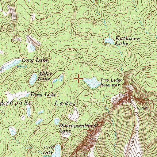 Topographic Map of Two Ledge Dam, CO