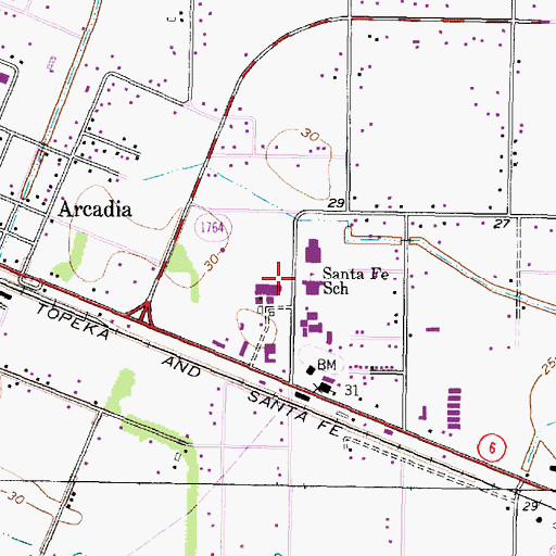 Topographic Map of Santa Fe Junior High School, TX