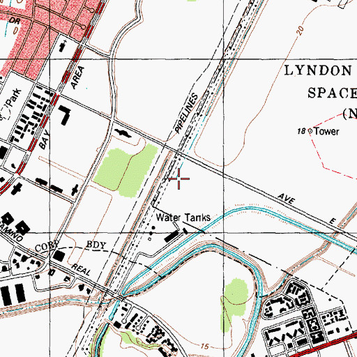 Topographic Map of Space Center Intermediate School, TX