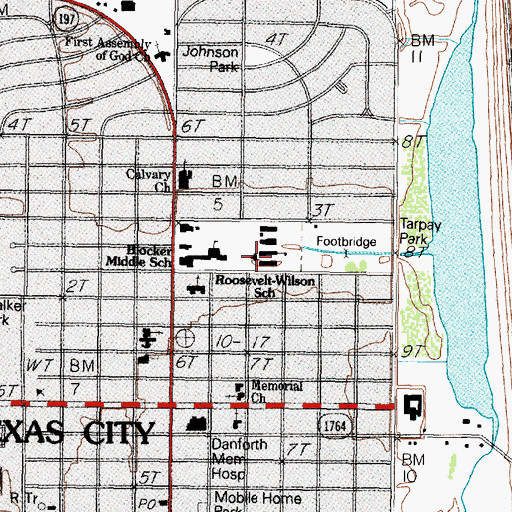 Topographic Map of Woodrow Wilson Alternative Education School, TX