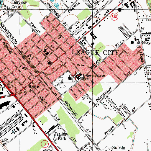 Topographic Map of Clear Path Alternative School, TX