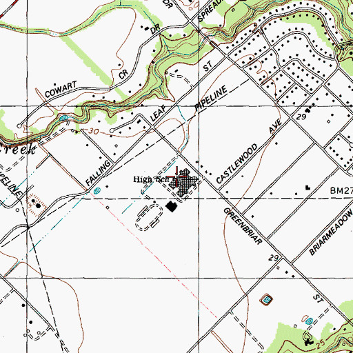 Topographic Map of Friendswood High School, TX