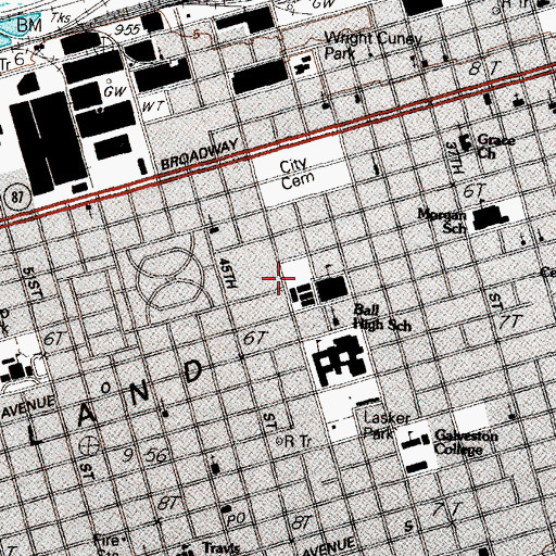 Topographic Map of Galveston Alternative School, TX