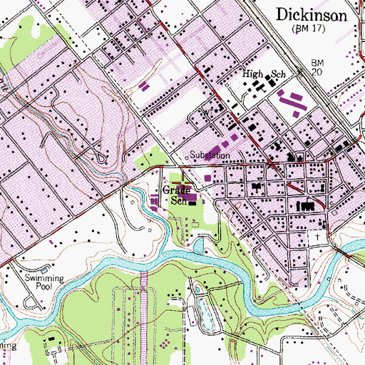 Topographic Map of John E Barber Middle School, TX