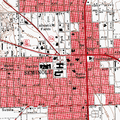 Topographic Map of Seminole Elementary School, TX