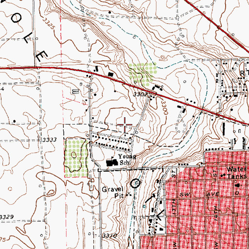 Topographic Map of Seminole High School, TX