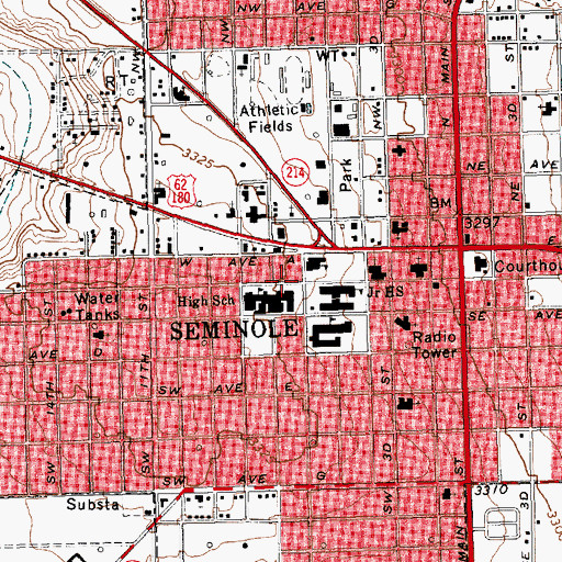Topographic Map of Seminole Junior High School, TX