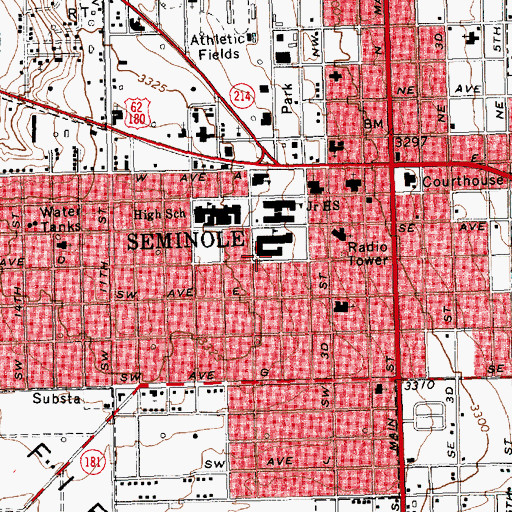 Topographic Map of Seminole Primary School, TX