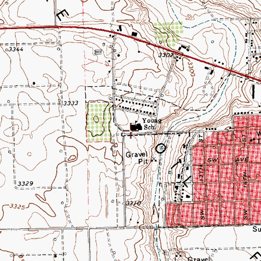 Topographic Map of Young Elementary School, TX