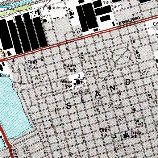 Topographic Map of Alamo Elementary School (closed), TX