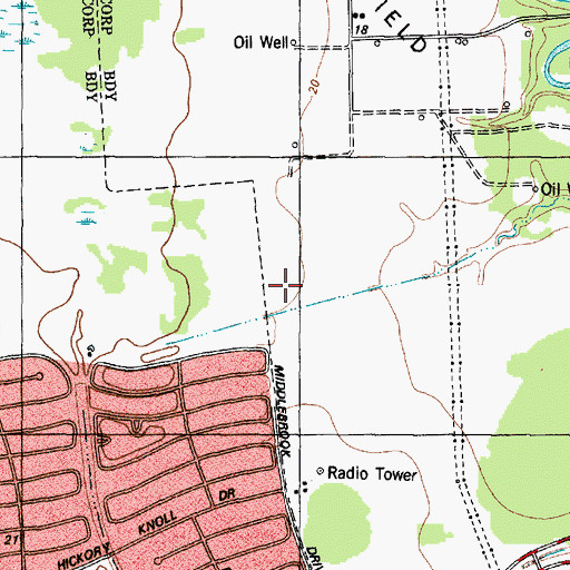 Topographic Map of Brookwood Elementary School, TX