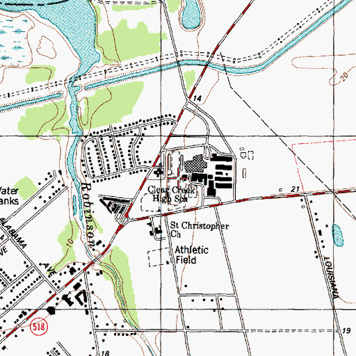 Topographic Map of Clear Creek High School, TX
