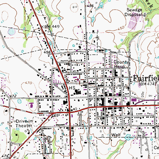 Topographic Map of Fairfield Elementary School, TX