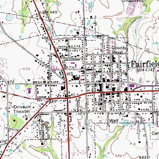 Topographic Map of Fairfield Intermediate School, TX