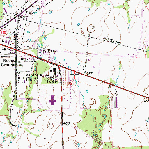 Topographic Map of Fairfield Junior High School, TX