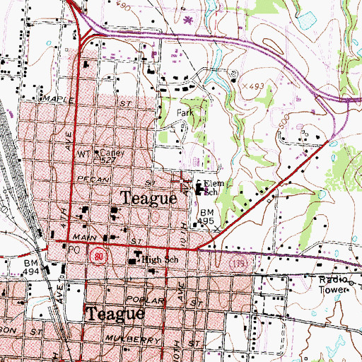 Topographic Map of Sallie Mounger Elementary School, TX