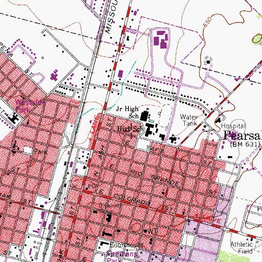 Topographic Map of Pearsall Junior High School, TX