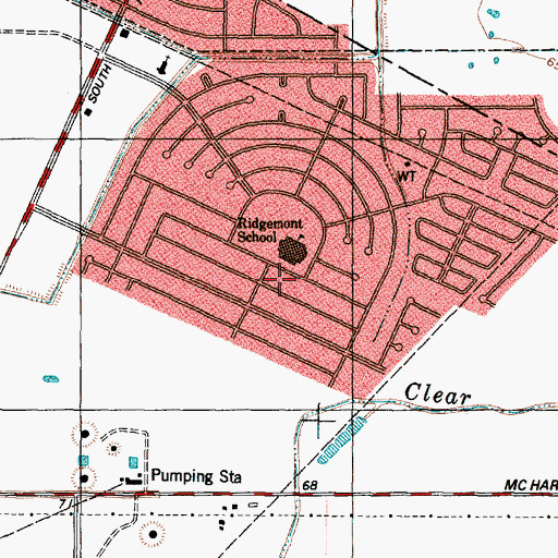 Topographic Map of Ridgemont Elementary School, TX