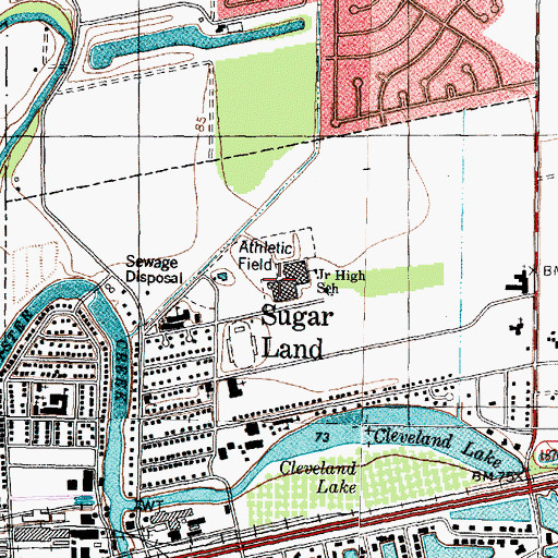 Topographic Map of Sugar Land Middle School, TX