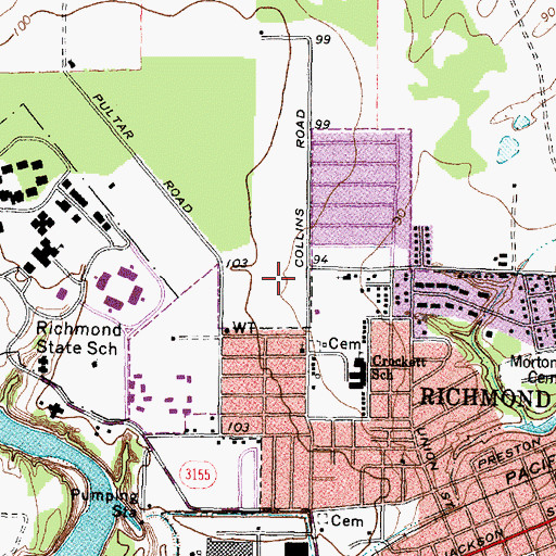 Topographic Map of T L Pink Elementary School, TX