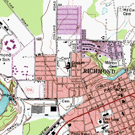 Topographic Map of Juan Seguin Elementary School, TX