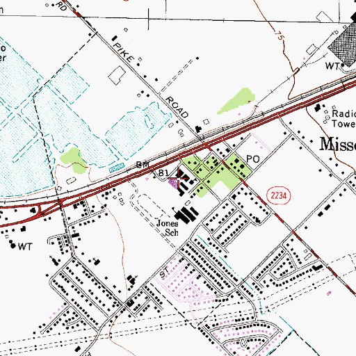 Topographic Map of Missouri City Middle School, TX