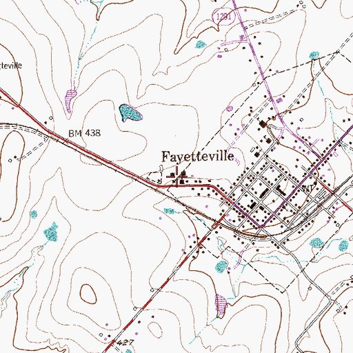 Topographic Map of Fayetteville Elementary School, TX