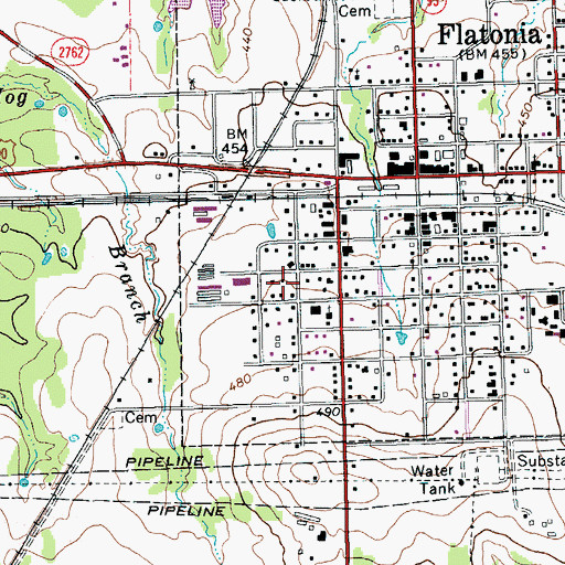 Topographic Map of Flatonia Elementary School, TX