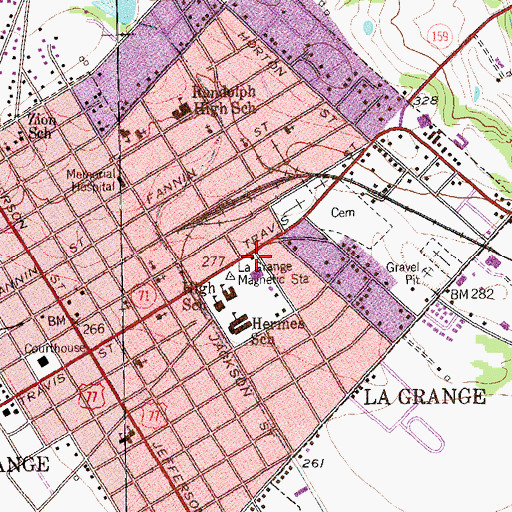Topographic Map of La Grange Intermediate School, TX