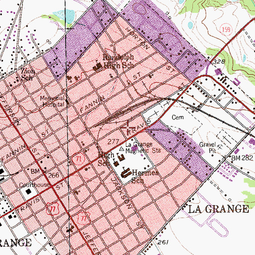 Topographic Map of La Grange Middle School, TX