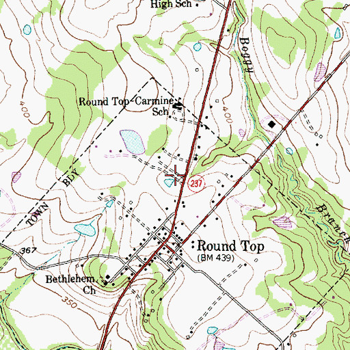 Topographic Map of Round Top Elementary School, TX