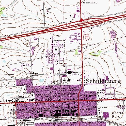 Topographic Map of Schulenburg Elementary School, TX