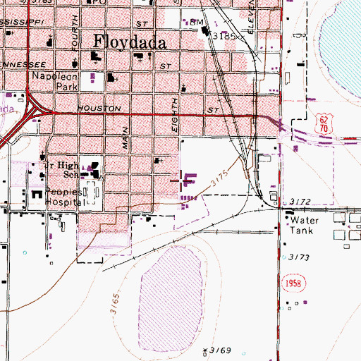 Topographic Map of A B Duncan Elementary School, TX