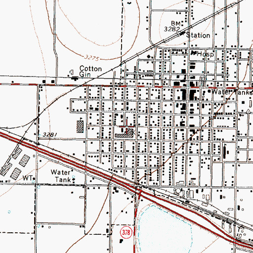 Topographic Map of Lockney High School, TX